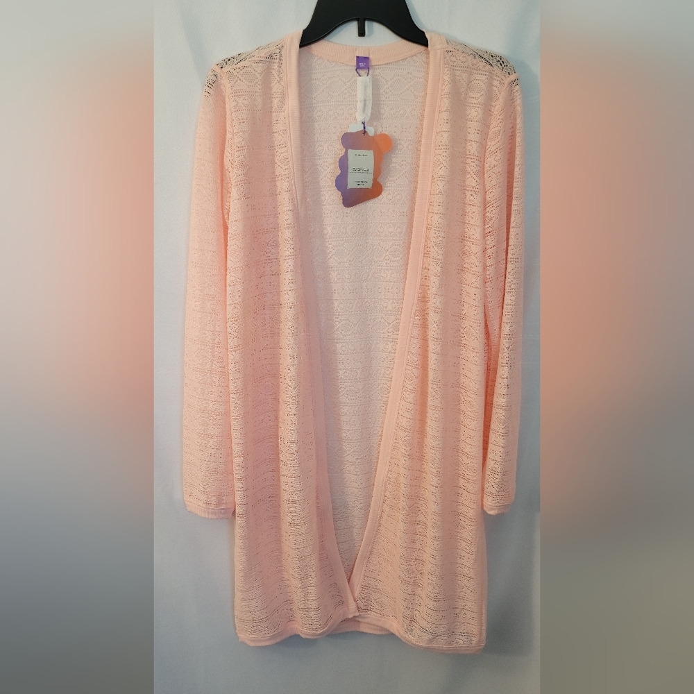 NWT Yitty Pink Lace Open-Front Cardigan Size L